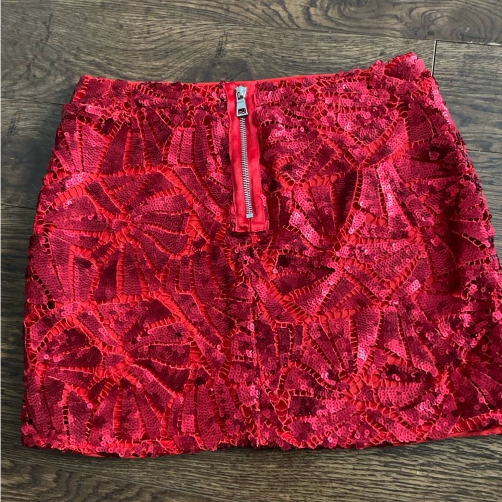 H&M Red Mini Sequin Skirt - Picture 2 of 10